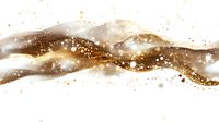 Abstract flowing golden waves with sparkling particles and white swirls create dynamic movement on white background, suitable for luxury design projects.