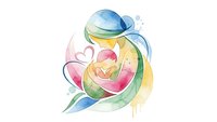 Watercolor mother holding baby in tender embrace with flowing pastel colors on white background isolated for design use.