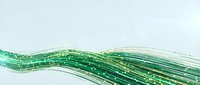 Abstract green flowing lines with golden accents creating dynamic wave pattern on light background for modern digital design and technology concepts.