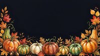 Autumn harvest arrangement with pumpkins, gourds, and fall foliage on dark background. Seasonal decoration for thanksgiving, autumn events, and harvest celebrations.