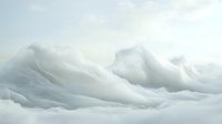 Ethereal white clouds formation against light blue sky creates dreamy atmospheric landscape with soft layered shapes and gentle gradients for spiritual designs.