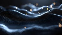 Abstract digital wave made of glowing particles flowing across dark background with bokeh lights for technology presentations and futuristic designs.