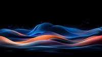 Smooth flowing abstract waves in vibrant blue and orange colors against black background create dynamic motion effect with light and shadow play.