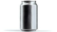 Blank aluminum beverage can mockup with reflective metallic surface on white background, isolated product shot for branding and packaging design projects.