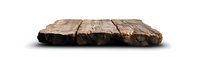 Rustic weathered wood slice with natural cracks and rough texture isolated on white background, perfect for product display or rustic design compositions.