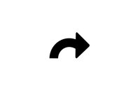 Black curved arrow pointing right on white background isolated for web design and user interface elements.