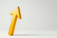 Yellow upward pointing arrow on light background symbolizes growth, success, and positive direction. Minimalist business concept with copy space.