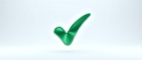 Green checkmark symbol isolated on white background for approval, success, and confirmation concepts in business presentations and web design.