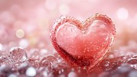 Heart-shaped water splash with droplets on pink bokeh background, romantic liquid art photography for Valentine's Day and love concepts.
