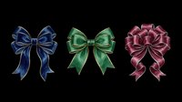 Decorative silk bows in navy blue, emerald green, and burgundy isolated on transparent background. Ready for t-shirt designs, clipart, stickers, and print-on-demand products.