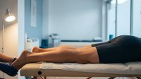 Man lying on massage table in spa wellness center receiving therapeutic treatment in relaxation room.