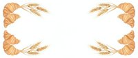 Croissants and wheat ears arranged in corners on white background, suitable for bakery, food, and culinary design projects.