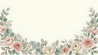 Soft watercolor floral border with pink roses and green leaves on a light background, perfect for wedding invitations and greeting cards.