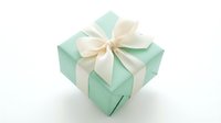 Mint green gift box with elegant cream ribbon bow isolated on white background for holiday celebrations and special occasions.