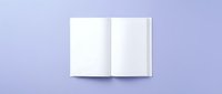 Open blank notebook with white pages on purple background, top view mockup for branding, design presentation, education, office stationery projects.