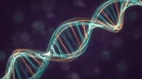 Glowing DNA double helix structure with luminous strands on dark cosmic background for genetic research and biotechnology applications.
