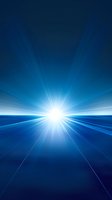 Bright sunburst on deep blue horizon with radiating light beams creating dramatic perspective effect, suitable for spiritual and inspirational backgrounds.