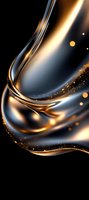 Luxurious gold and black abstract waves with glowing particles create elegant flowing curves and dynamic motion against dark background for luxury designs.