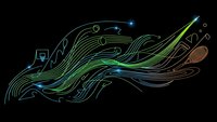 Abstract flowing lines with neon colors creating dynamic wave patterns on black background for modern digital design and technology concepts.