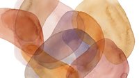 Abstract watercolor composition with overlapping organic shapes in warm earth tones creating translucent layers and soft gradients on white background.