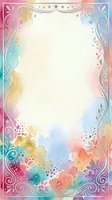 Watercolor rainbow frame with ornate swirls and stars creating elegant border for invitations, cards, and creative projects with copy space center.