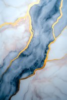 Luxurious navy blue and white marble texture with gold veining creates elegant abstract pattern. Fluid art design for modern interior decor and luxury branding.