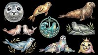 Seal and sea lion collection isolated on transparent background, ready for clipart, t-shirt design, stickers, print-on-demand products and sublimation projects.