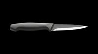 Paring knife with black handle isolated on transparent background, ready for stickers, clipart, print on demand, sublimation, and t-shirt design use.