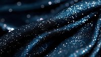 Abstract blue glittering particles flowing in elegant waves against dark background with bokeh lights creating magical cosmic atmosphere for luxury designs.