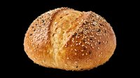 Whole grain seeded bread roll isolated on transparent background, ready for bakery menus, food packaging, restaurant designs, print-on-demand products, and culinary graphics.