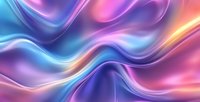 Vibrant flowing waves in neon blue, purple and pink create dynamic abstract background with smooth glossy curves and light effects. Modern gradient design.