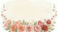 Watercolor floral border with roses and botanical elements on cream background, isolated and ready for wedding invitations, greeting cards, and design projects.