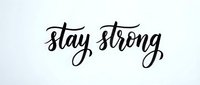 Stay strong motivational text in black handwritten script on white isolated background, ready for design projects, t-shirts, and prints.