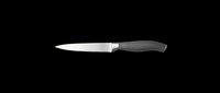 Stainless steel utility knife with black handle isolated on transparent background, ready for clipart, t-shirt design, print-on-demand, and sublimation projects.
