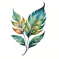 Watercolor tropical leaves in green and gold tones on white background, isolated botanical art element for nature-inspired design projects.