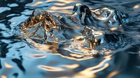 Dynamic water splash with crystal clear droplets and ripples creating abstract liquid motion patterns for refreshing beverage and hydration concepts.