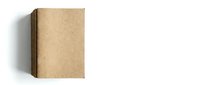 Stack of kraft paper notebooks with brown covers on white background, isolated for design, education, and stationery concepts.