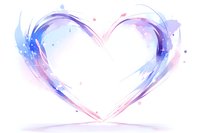 Watercolor heart shape in soft pink and blue tones with splashes and brush strokes on white background, romantic artistic design for valentines cards and wedding invitations.