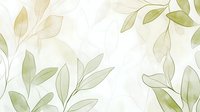 Delicate watercolor leaves in soft green and beige tones create an ethereal botanical pattern on white background, suitable for wedding stationery and home decor.