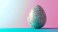 Decorative Easter egg with intricate geometric pattern on gradient background. Modern holiday design element for spring celebrations and festive projects.