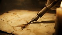 Vintage fountain pen nib writing on aged parchment paper with ink, capturing calligraphy and handwriting artistry for creative writing, literature, and design projects.