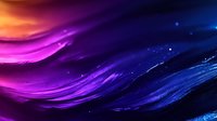Vibrant abstract waves in purple, pink and deep blue colors with glowing particles create dynamic flowing motion against dark background for modern design projects.
