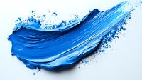 Dynamic blue paint stroke with splashing texture and smooth gradient effect creates artistic motion on white background, suitable for creative design projects.