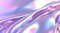 Flowing metallic liquid with holographic iridescent surface creates abstract wave pattern in pink, purple and blue colors, modern luxury background design.