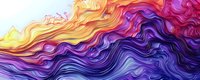 Vibrant flowing waves in rainbow gradient colors from yellow to purple creating dynamic abstract liquid motion pattern for modern design backgrounds.