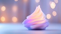 Soft pastel meringue cookie or cream swirl on blurred bokeh background in pink and purple colors, elegant dessert photography for bakery and confectionery.