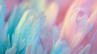 Soft pastel feathers in dreamy pink and turquoise tones create ethereal texture for backgrounds, fashion designs, and spiritual concepts.
