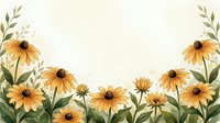 Watercolor yellow daisy flowers with green leaves forming decorative border frame on cream background for greeting cards and botanical designs.