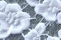 Delicate white lace floral pattern with intricate mesh details creates romantic texture, perfect for wedding designs and feminine fashion backgrounds.