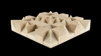 Wooden geometric acoustic foam panel with pyramidal sound-absorbing design, isolated on transparent background. Ready for interior design, music studio, home theater, and architectural visualization projects.